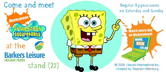 Come and meet Spongebob Squarepants - appearing regularly on Saturday and Sunday